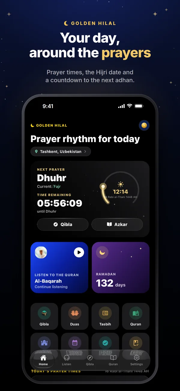 Prayer times and countdown