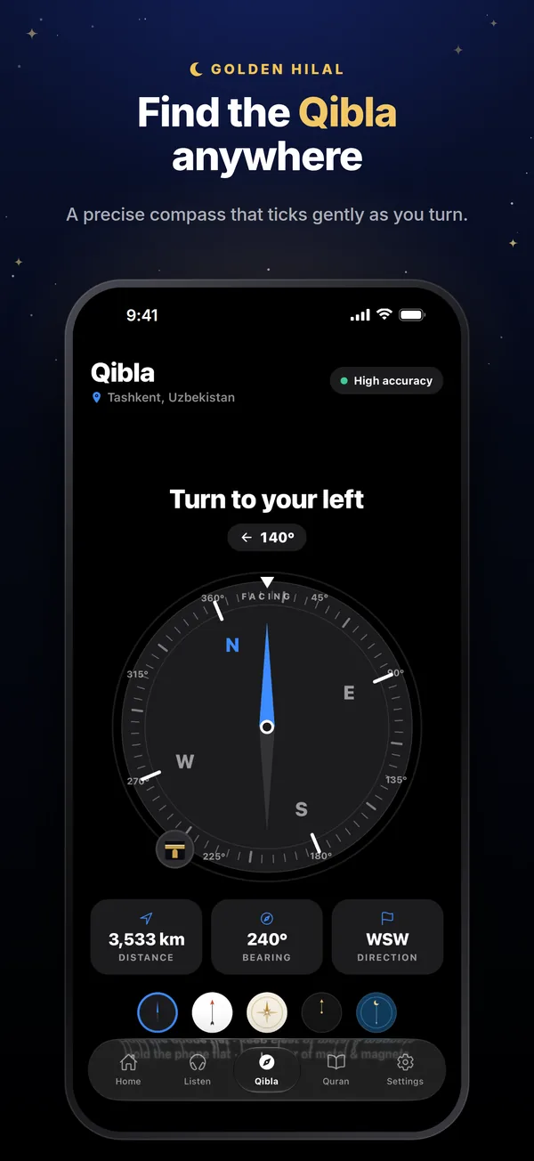 Qibla compass